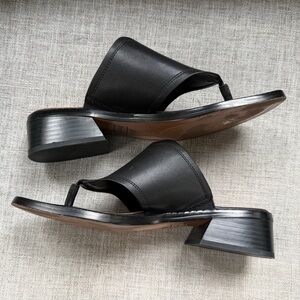 Franco Sarto Women's  Simona Block Heel Black Slide Sandals Size 8.5